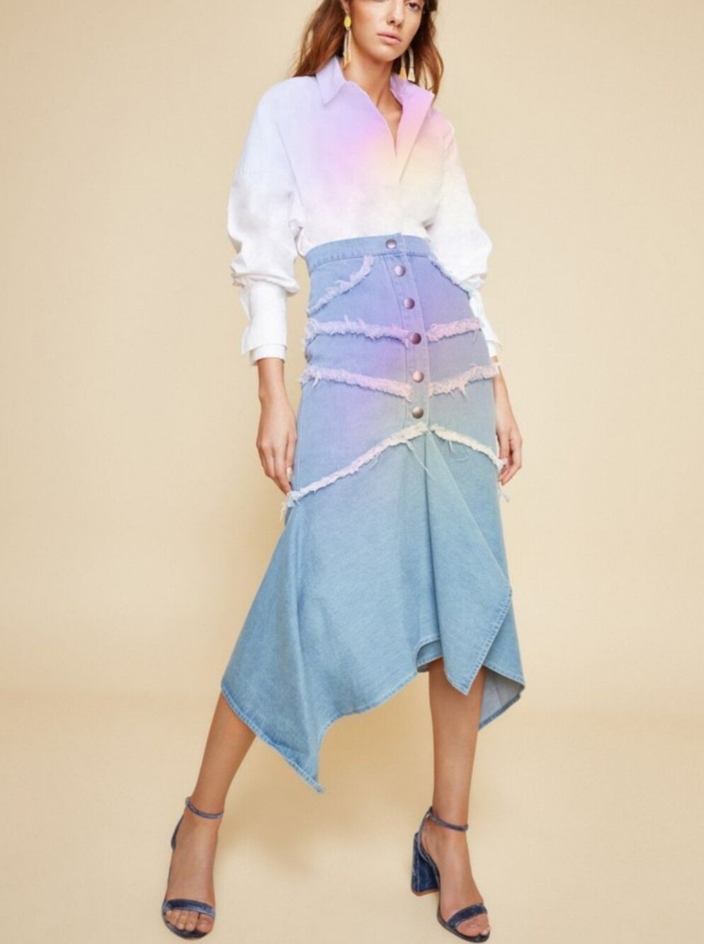 C/Meo Collective Denim Skirt Stranded Realm Collection Couture Unique Flare XS